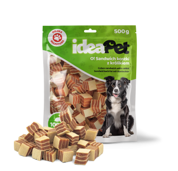 ideaPet Przysmak dla psa - Sandwich kostki z królikiem 500g