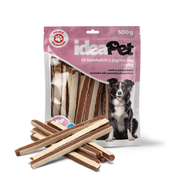 ideaPet Przysmak dla psa - Sandwich z jagnięciną i rybą 500g