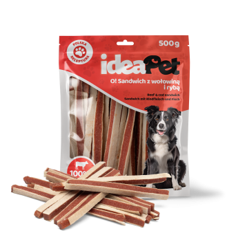 ideaPet Przysmak dla psa - Sandwich z wołowiną i rybą 500g