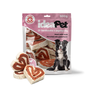 ideaPet Przysmak dla psa - Serduszka z jagnięciną 500g