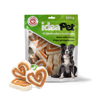 ideaPet Przysmak dla psa - Serduszka z królikiem 500g