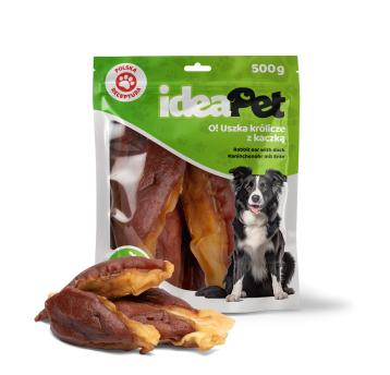 ideaPet Przysmak dla psa - Uszka królicze z kaczką 500g