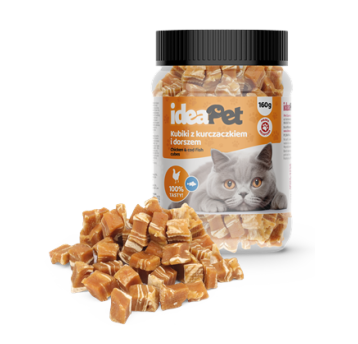 ideaPet przysmak Kosteczki z kurczakiem i dorszem 160g