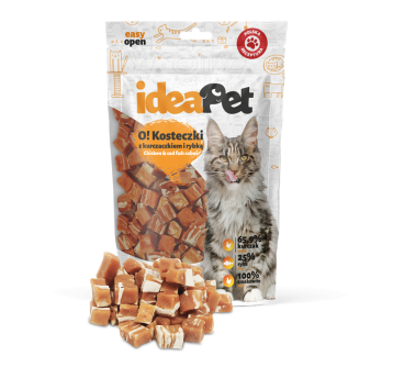 ideaPet przysmak O! Kosteczki z kurczakiem i rybą 60g