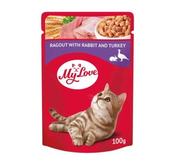 MY LOVE KOT karma mokra- ragout z królikiem, indykiem 100g/24