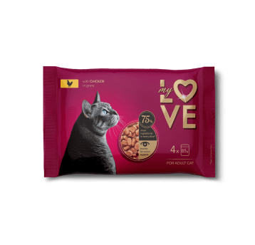 My Love Pełnoporcjowa karma w saszetkach dla dorosłych kotów z kurczakiem w sosie 4x85g