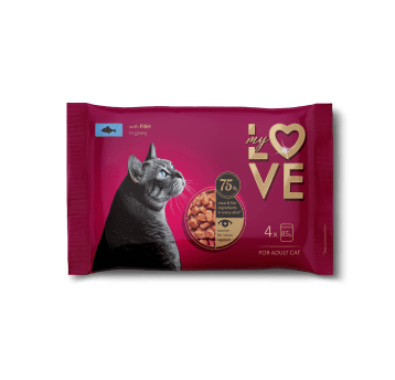 My Love Pełnoporcjowa karma w saszetkach dla dorosłych kotów z rybą w sosie 4x85g