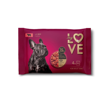 My Love Pełnoporcjowa karma w saszetkach dla dorosłych psów z wołowiną 4x100g