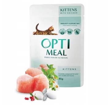 OptiMeal Super Premium Kocięta karma mokra- z kurczakiem 85g/12