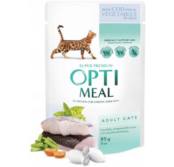OptiMeal Super Premium Kot karma mokra- dorsz i warzywa 85g/12
