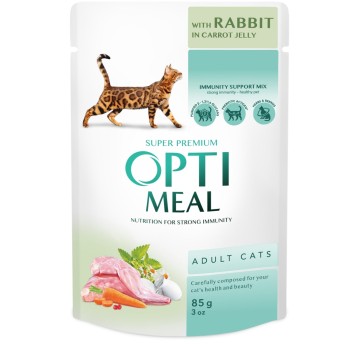 OptiMeal Super Premium Kot karma mokra- królik i marchewka 85g/12