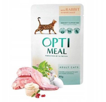 OptiMeal Super Premium Kot karma mokra- królik w białym sosie 85g/12