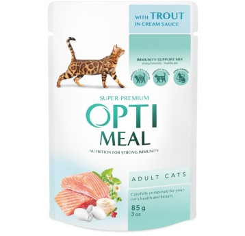 OptiMeal Super Premium Kot karma mokra- pstrąg w sosie 85g/12