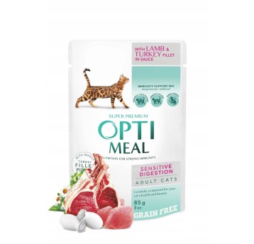 OptiMeal Super Premium Kot karma mokra "Sensitive digestion"- z jagnięciną, indykiem 85g/12