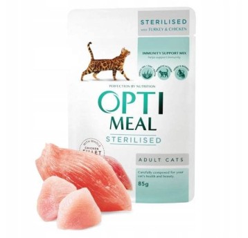 OptiMeal Super Premium Kot karma mokra "Sterilised"- z indykiem i kurczakiem 85g/12