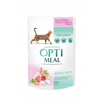 OptiMeal Super Premium Kot karma mokra- z jagnięciną i warzywami 85g/12