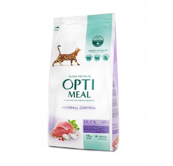 OptiMeal Super Premium Kot karma sucha "Hairball cintrol"- z kaczką 10kg/1