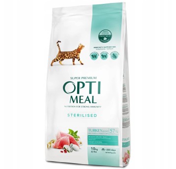 OptiMeal Super Premium Kot karma sucha "Sterilised"- z indykiem i owsem 10kg/1