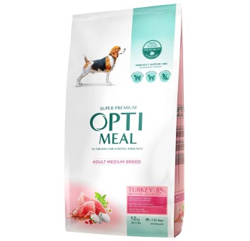 OPTIMEAL Super Premium sucha karma dla psów średnich ras – Indyk, 12 kg