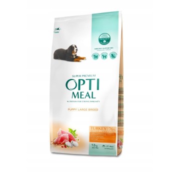 OPTIMEAL Super Premium sucha karma dla szczeniąt dużych ras – Indyk, 12 kg