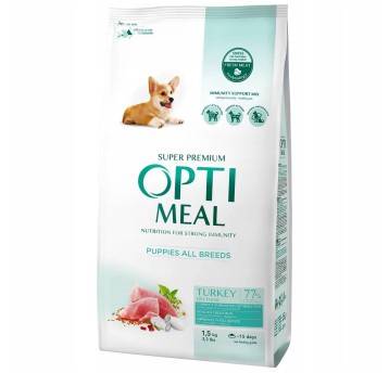 OPTIMEAL Super Premium sucha karma dla szczeniąt wszystkich ras – Indyk, 1,5 kg