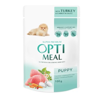 OptiMeal Super Premium Szczenię karma mokra- z indykiem i marchewką 100g/12
