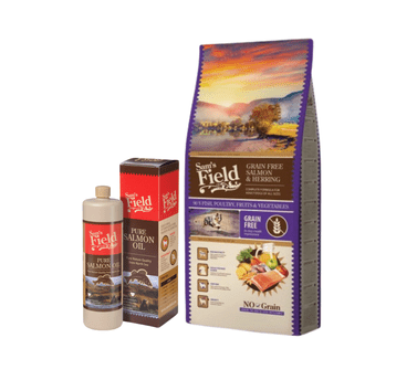 Sams Field Grain Free Salmon & Herring 13 kg + GRATIS Sam's Field Pure Salmon Oil 750ml