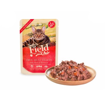 Sams Field True Meat Fillets with Beef & Beetroot for sterilized cats 85 g/24
